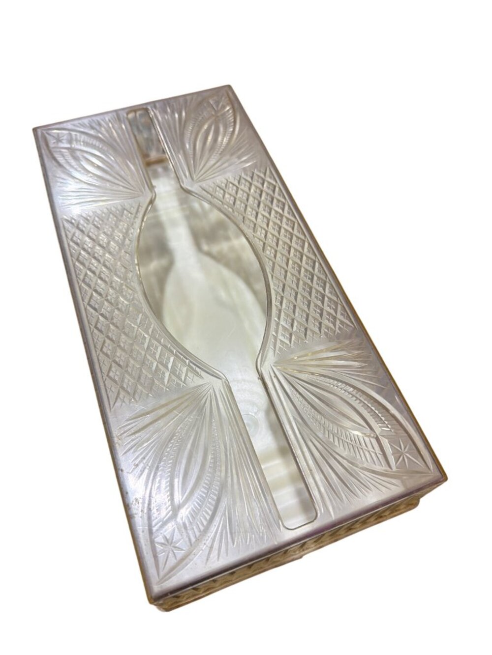 Art Deco Frosted Glass Tissue Box Cover Vintage Pristine No Cracks